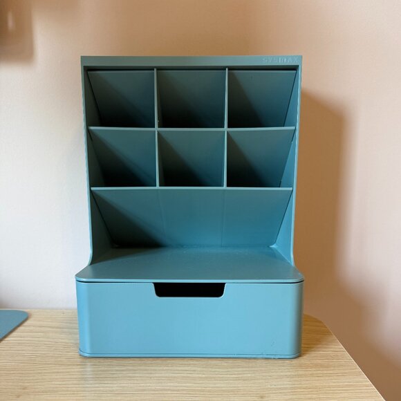 SYSMAX Teal Plastic Desktop Organizer - Picture 1 of 5